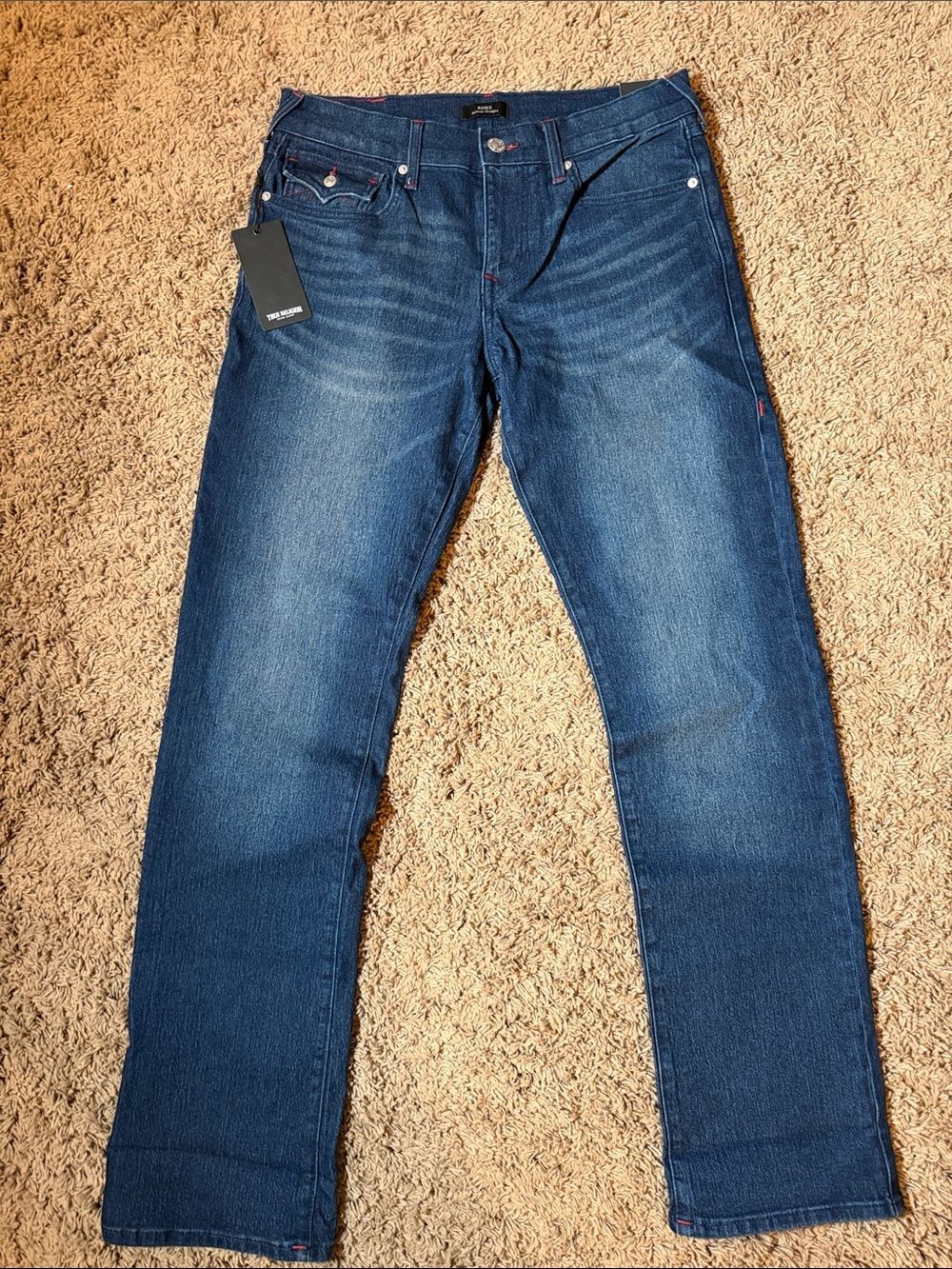 True Religion “Ricky” Men's Dark Blue Relaxed Straight Jeans Size 32x34 NWT